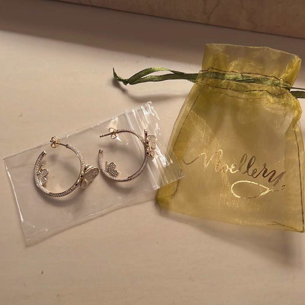 Butterfly hoop earrings